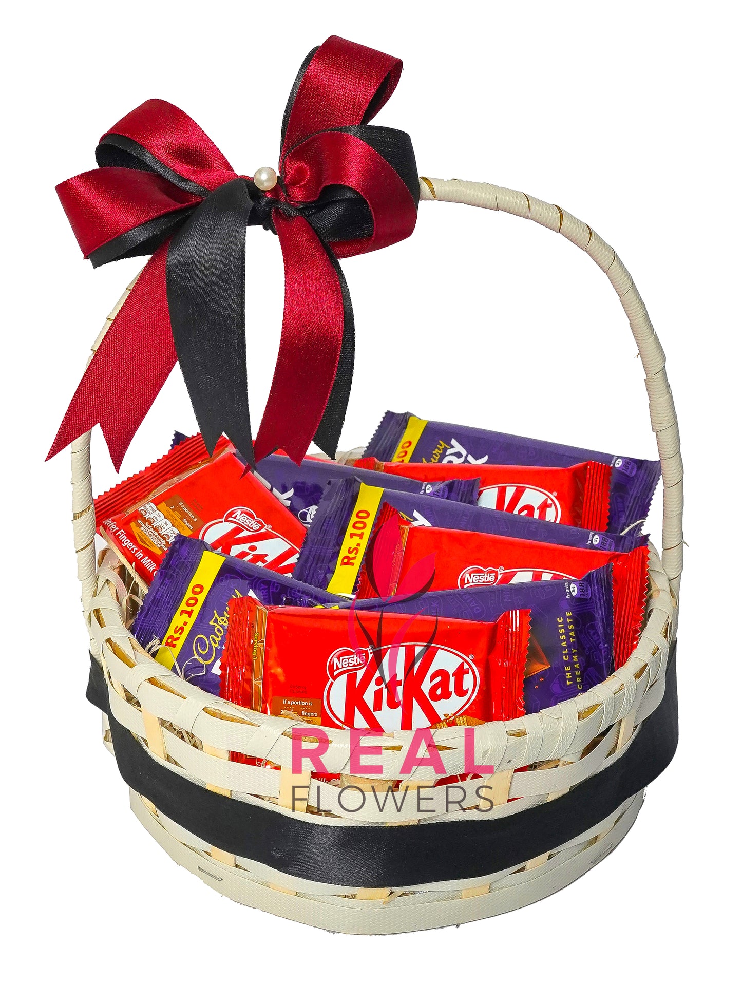 Chocolate Gift Basket with 5 Dairy Milk and 5 Kitkat bars- Real Flowers Pakistan