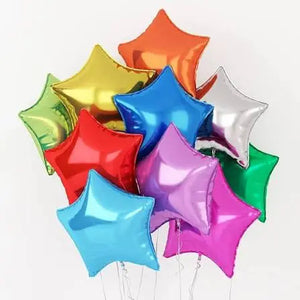 1 Dozen colorful star-shaped Helium balloons on a white background - Real Flowers Pakistan
