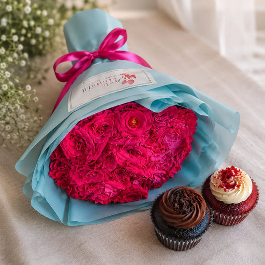 Gift Combination 29 - Fresh Rose Bouquet & Cupcakes Combo