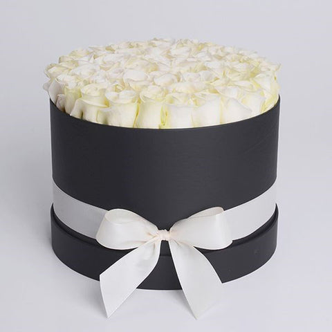 Box of White Roses - Real Flowers Pakistan