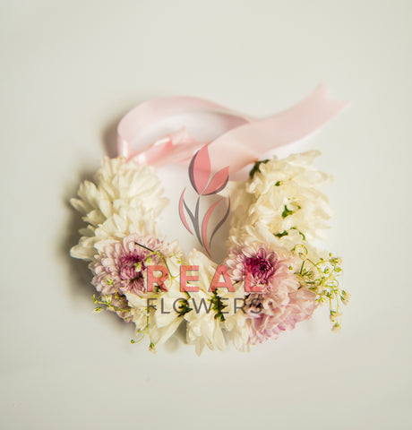 Pink & White flowers Gajra (Pair) - Real Flowers Pakistan